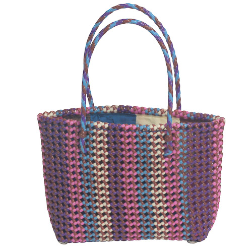 Small Recycled Plastic Tote Bag from India | Fair Trade | Handmade | Green, Multicolor, Woven ...
